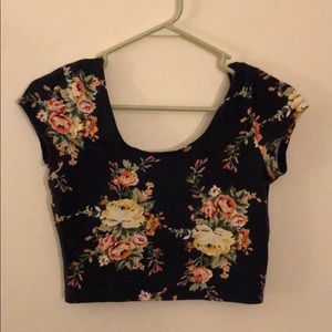 Navy Floral Crop Top